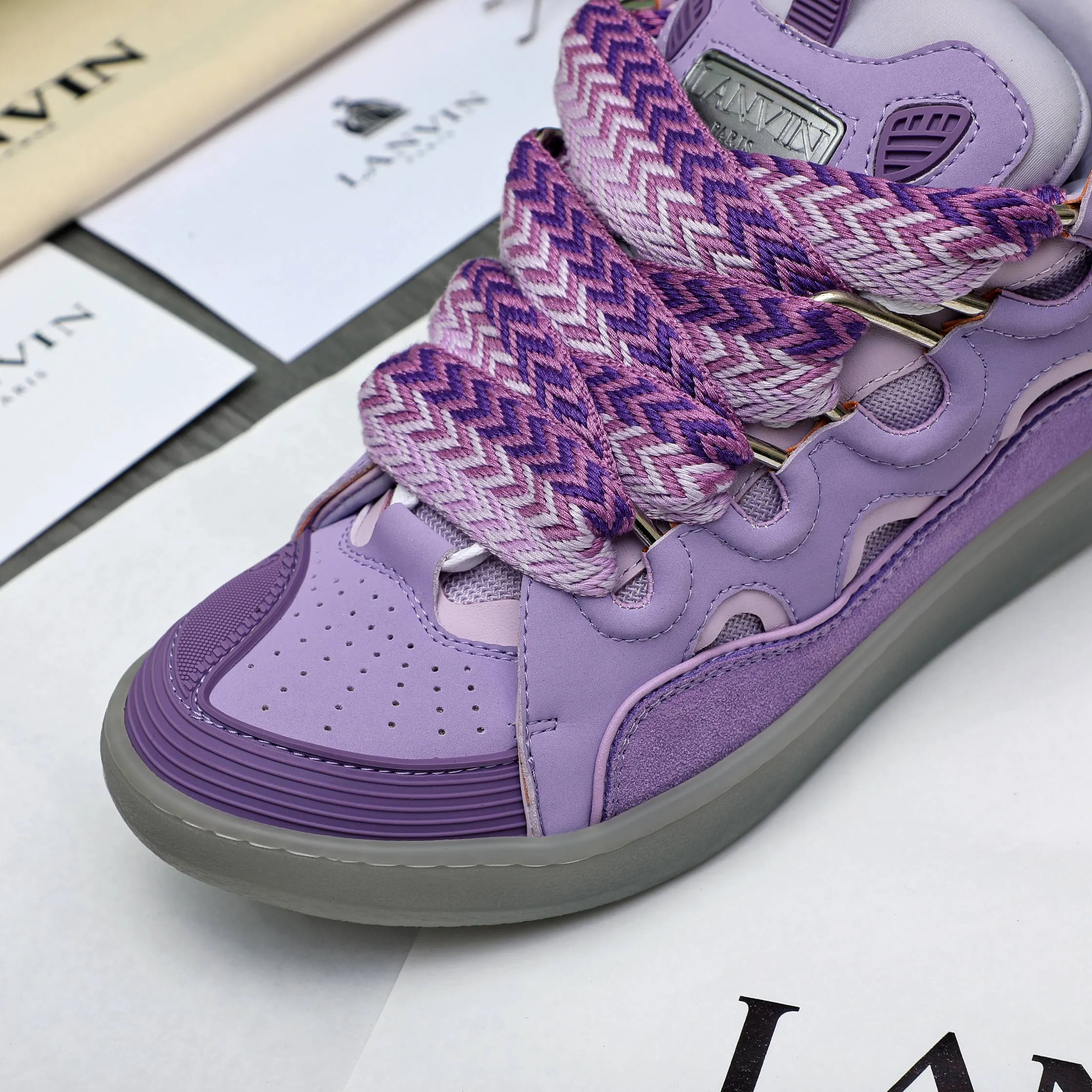 Men's shoes 💰740 [Lanvin] Lanvin high-end quality original couple's casual shoes - Upper: imported cowhide leather splicing breathable mesh - Inner lining: Lycra elastic lining - Outsole: original rubber outsole - Super high quality control·Fine workmanship: highlighted (high-end·luxury·grade) -Size: 36-45 (45 can be customized)